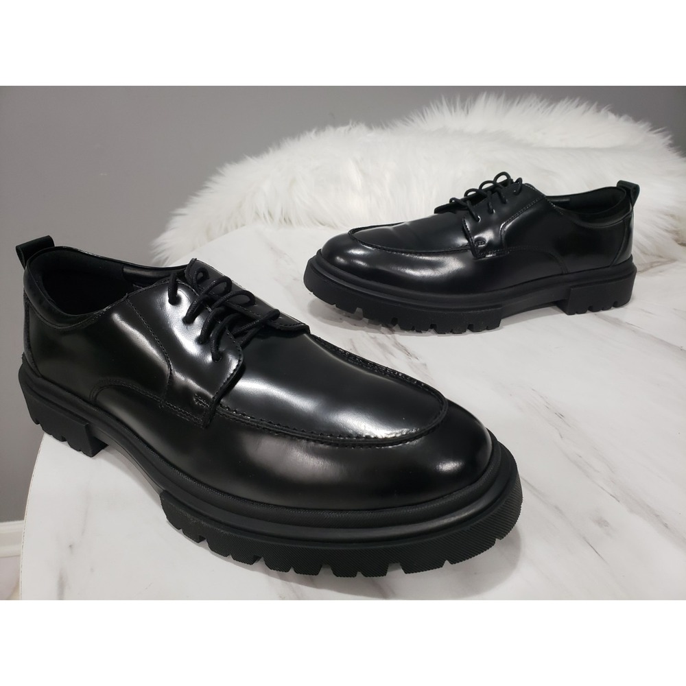 NEW SIZE 11.5 - STEVE MADDEN MENS ZURI BLACK LUG SOLE OXFORDS